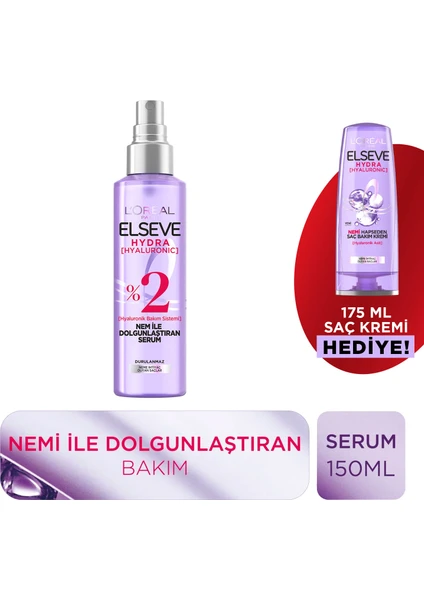 L'oréal Paris Elseve Hydra [hyaluronic] Nem ile Dolgunlaştıran Serum 150 ml & 175 ml Hyaluron Saç Kremi