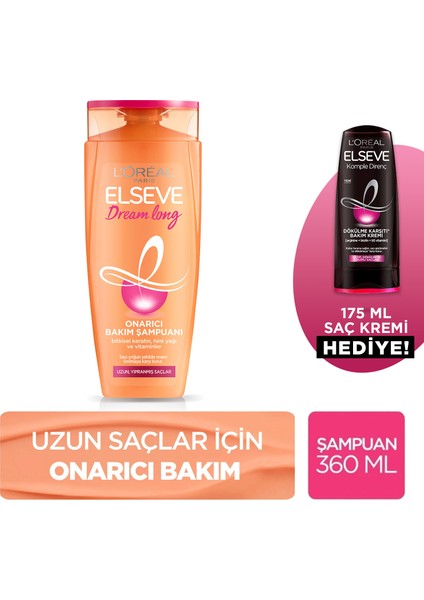 L'oreal Paris Elseve Dream Long Onarıcı Bakım Şampuanı 360ML & 175 ml Komple Direnç Saç Kremi