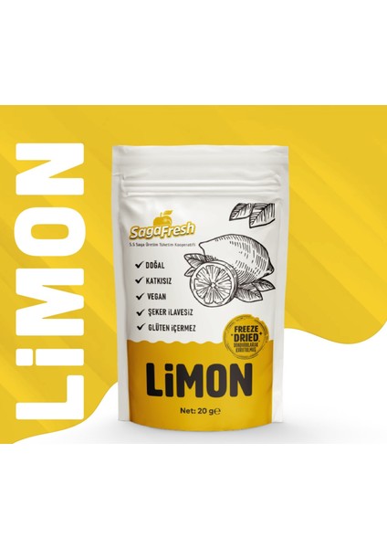 Sagafresh Dondurularak Kurutulmuş Çıtır Limon Dilimleri 20G