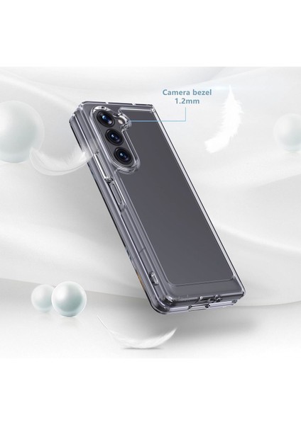 Samsung Galaxy Z Fold 5 Kılıf Kamera Yükseltili Şeffaf Sert Crystal Kapak Katlanır Pürüzsüz