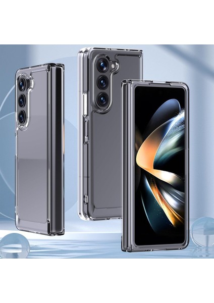 Samsung Galaxy Z Fold 5 Kılıf Kamera Yükseltili Şeffaf Sert Crystal Kapak Katlanır Pürüzsüz