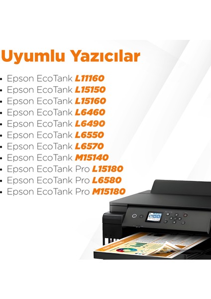 Epson T112 Muadil Mürekkep Siyah / L11160 / L15150 / L15160 / L6460 / L6490 / L6550 / L6570 / M15140 / L15180 / L6580