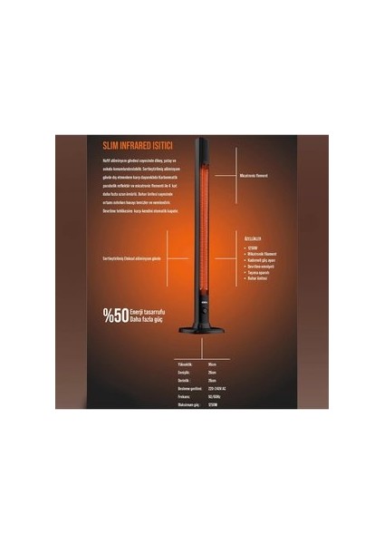 SFH-6918 Slim 1000 W Kule Tipi Infrared Isıtıcı fiyatları