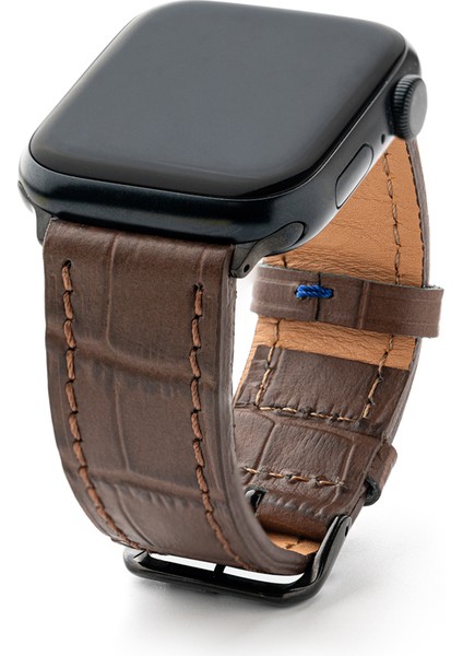crocco Kahverengi Gerçek Deri Apple Watch Kordon Seri 1-8, Se, Ultra ve Ultra 2 ile Uyumlu