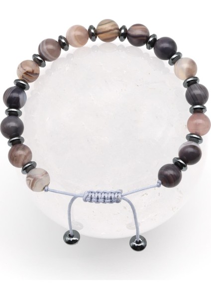 Akik Doğal Taş Makrome Örme Bileklik