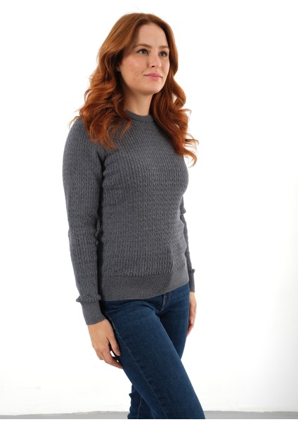 Kadın Ink %100 Organik Pamuk Bisiklet Yaka Saç Örgülü Triko Kazak Örme Bluz TRIST-6154 fiyatları