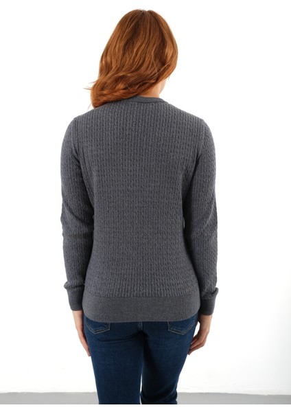 Kadın Ink %100 Organik Pamuk Bisiklet Yaka Saç Örgülü Triko Kazak Örme Bluz TRIST-6154 modelleri