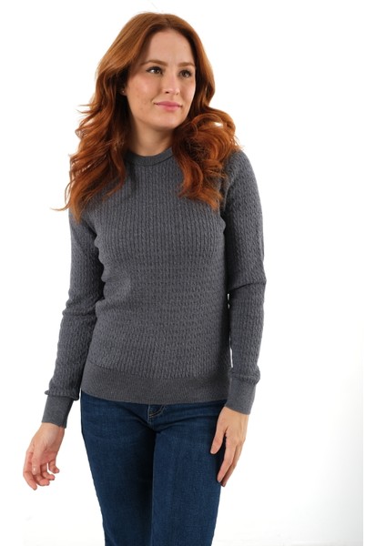 Kadın Ink %100 Organik Pamuk Bisiklet Yaka Saç Örgülü Triko Kazak Örme Bluz TRIST-6154 indirimleri