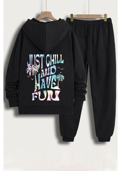 Only Trendwear Unisex Just Chill And Have Fun Baskılı Eşofman Takımı