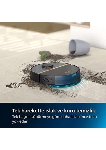 Aqua Islak ve Kuru Temizlik Robotu, Güçlü 5200 Mah Li-Ion PIL,5000 Pa Emiş Gücü, 360 Lazer Navigasyon, EPA11 Filtre, Homerun Mobil Uygulaması