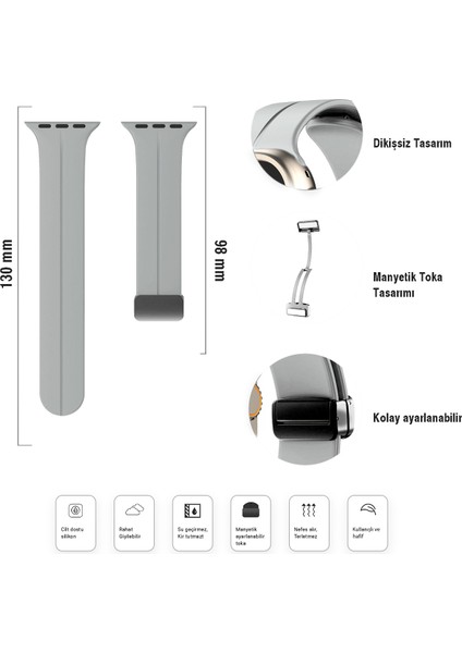 Apple Watch 38MM Su Geçirmez Silikon Spor Kordonu, Kolay Takma/çıkarma, Metal Manyetik özellikli modelleri