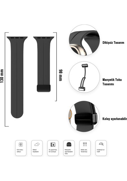 Apple Watch 38MM Su Geçirmez Silikon Spor Kordonu, Kolay Takma/çıkarma, Metal Manyetik özellikli modelleri
