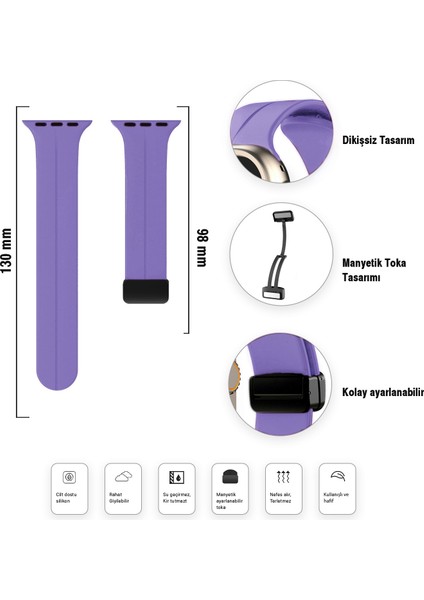 Apple Watch 38MM Su Geçirmez Silikon Spor Kordonu, Kolay Takma/çıkarma, Metal Manyetik özellikli modelleri