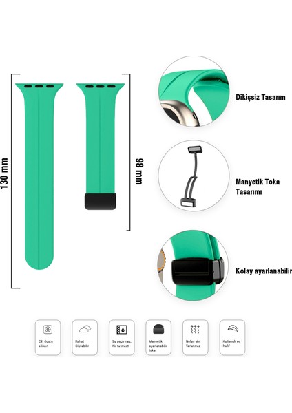 Apple Watch 38MM Su Geçirmez Silikon Spor Kordonu, Kolay Takma/çıkarma, Metal Manyetik özellikli modelleri