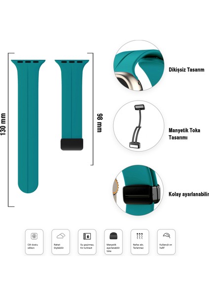 Apple Watch 38MM Su Geçirmez Silikon Spor Kordonu, Kolay Takma/çıkarma, Metal Manyetik özellikli modelleri