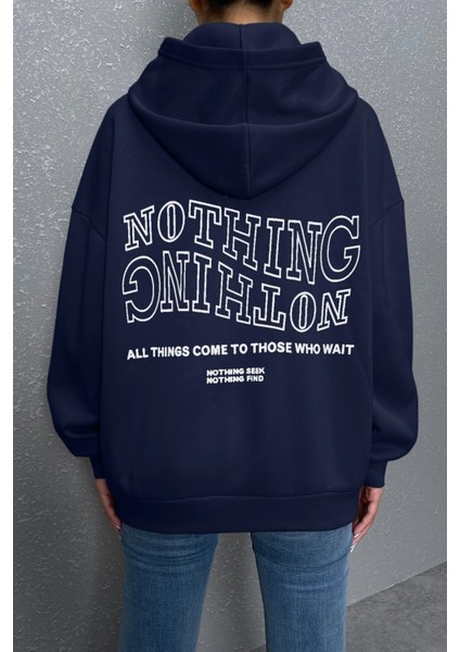 Unisex Nothing Baskılı Sweatshirt