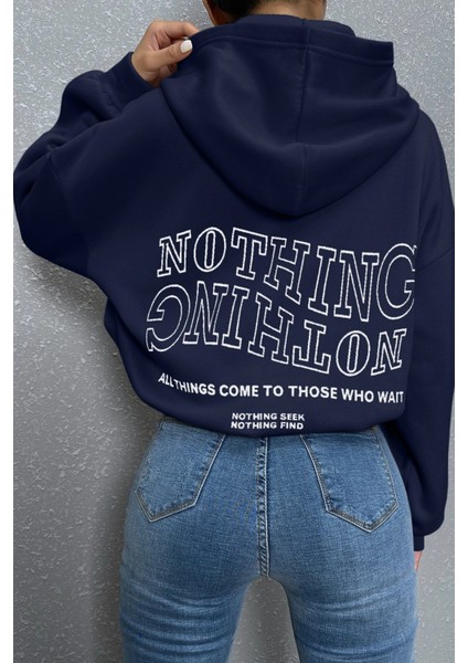 Unisex Nothing Baskılı Sweatshirt