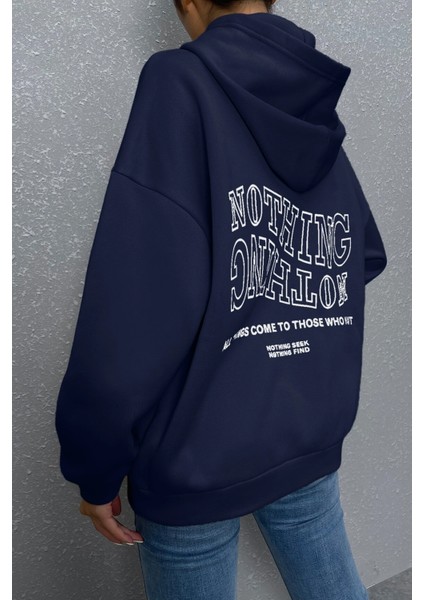 Unisex Nothing Baskılı Sweatshirt