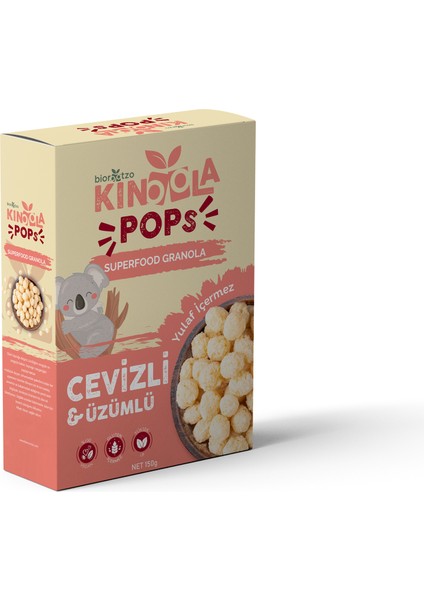 Kinoola Pop Kahvaltılık Gevrek Cevizli & Üzümlü Vegan Granola 150 gr