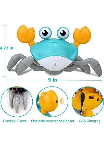 Econ Stone Emekleyen Yengeç Bebek Oyuncak, Sevimli Elektrikli Yürüyüş Hareketli Dans Eden Yengeç, Duyusal Interaktif Emekleme Eğitimi Öğrenme Müzikli Oyuncak (Yurt Dışından)