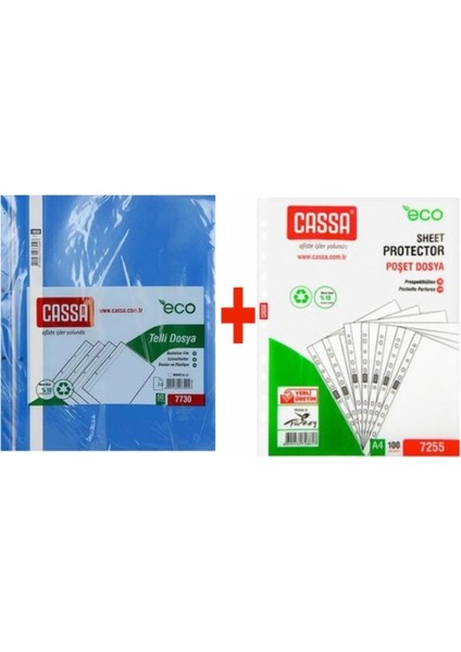 Eco Telli Dosya Mavi 50'li + Cassa Eco Poşet Dosya 100'lü