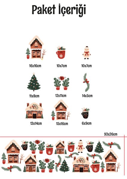 New Jargon Noel Baba Hayvanlar Süsleme Yeni Yıl Çocuk Bebek Odası Sticker Seti