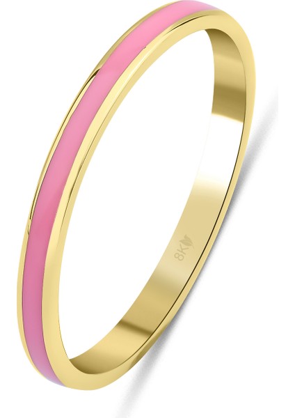 14 Ayar Altın Pembe Mineli Zarif Yüzük KRS146-14GR