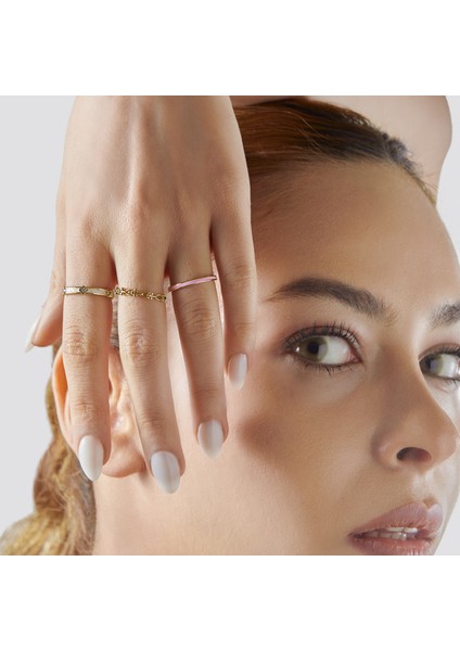 14 Ayar Altın Pembe Mineli Zarif Yüzük KRS146-14GR fiyatları