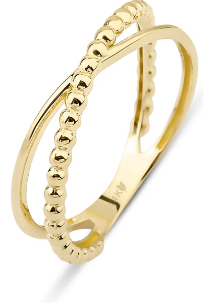 14 Ayar Altın Sade Çapraz Yüzük KRS120-14GR