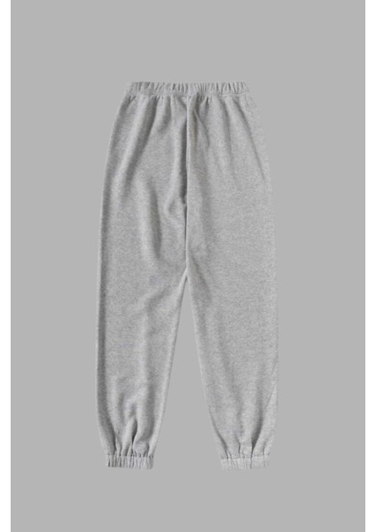 Unisex Gri Kışlık Eşofman Altı 2 Iplik Şardonlu Kumaş New York Baskılı