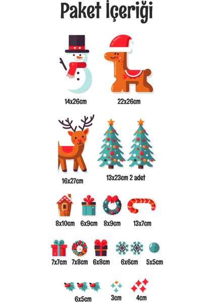 New Jargon Noel Baba Hayvanlar Süsleme Yeni Yıl Çocuk Bebek Odası Sticker Seti