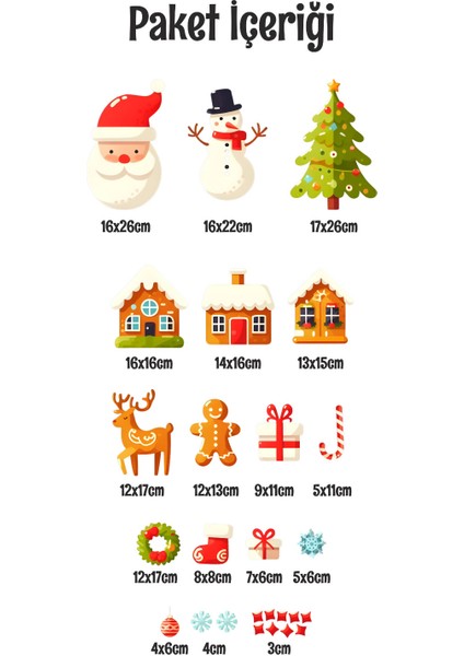 Yılbaşı Süslemesi Ev Cam Vitrin Için Yeni Yıl Çocuk Bebek Odası Sticker Seti