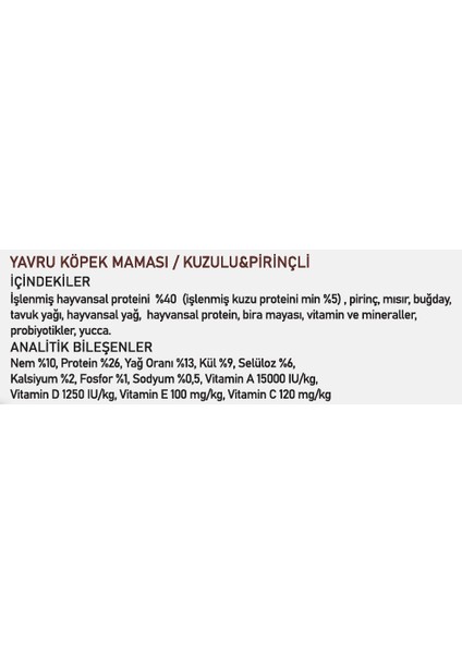 Premium Kuzulu&pirinçli Yavru Köpek Maması 15 kg