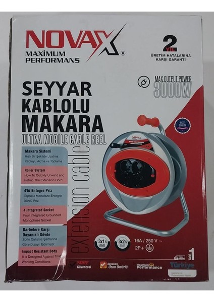 4lü Grup Makaralı Uzatma Kablo 3x2.5 20MT