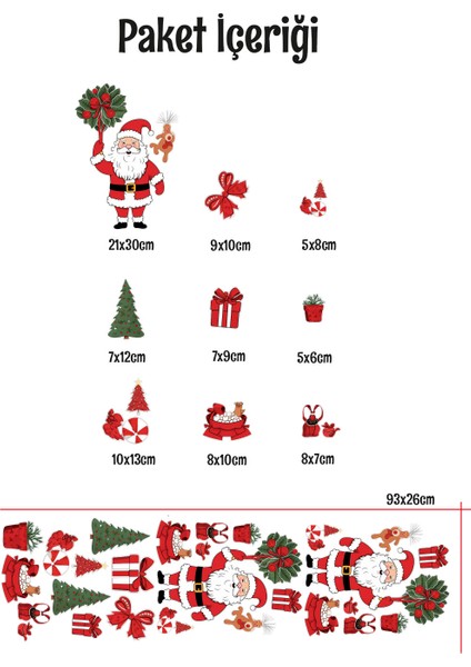 New Jargon Noel Baba Hayvanlar Süsleme Yeni Yıl Çocuk Bebek Odası Sticker Seti