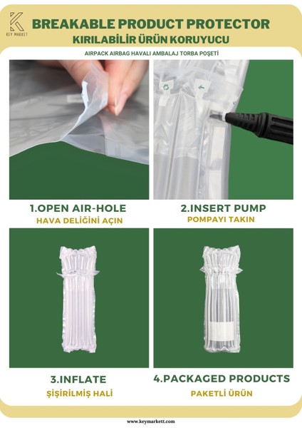 20 Adet-Paket 21x40 cm Airpack Ambalaj Torbası Airbag Havalı Poşet Şarap Şişesi Ambalajı