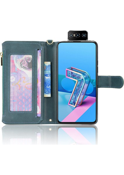 Zenfone 8 Flip Cüzdan Uzun Ipli Moda Pu Deri Fermuarlı Kartlıklı Cüzdan Telefon Kılıfı (Yurt Dışından) indirimleri