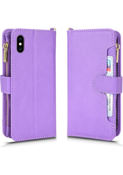 iPhone Xs Max Cüzdan Uzun Ipli Moda Pu Deri Fermuarlı Kartlıklı Cüzdan Telefon Kılıfı (Yurt Dışından)