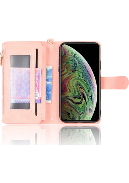 iPhone Xs Max Cüzdan Uzun Ipli Moda Pu Deri Fermuarlı Kartlıklı Cüzdan Telefon Kılıfı (Yurt Dışından)