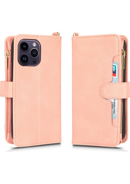 iPhone 14 Pro Max Cüzdan Uzun Ipli Moda Pu Deri Fermuarlı Kartlıklı Cüzdan Telefon Kılıfı (Yurt Dışından) indirimleri