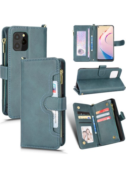 Oukitel C21 Pro Cüzdan Uzun Ipli Moda Pu Deri Fermuarlı Kartlıklı Cüzdan Telefon Kılıfı (Yurt Dışından)