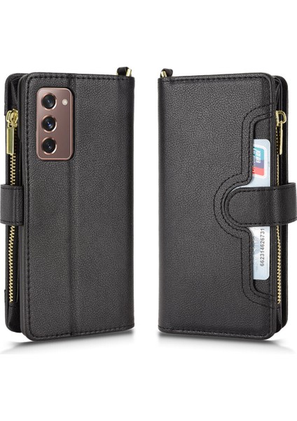 Samsung Galaxy Z Fold 2 Cüzdan Uzun Ipli Moda Pu Deri Fermuarlı Kartlıklı Cüzdan Telefon Kılıfı (Yurt Dışından) indirimleri