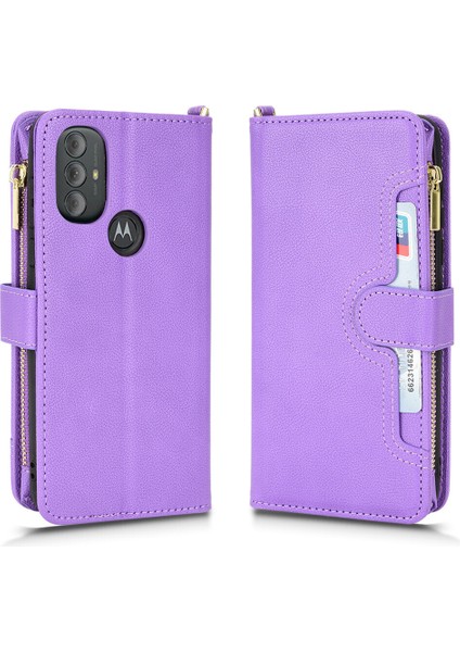 Motorola Moto G Power 2022 Cüzdan Uzun Ipli Moda Pu Deri Fermuarlı Kartlıklı Cüzdan Telefon Kılıfı (Yurt Dışından) indirimleri