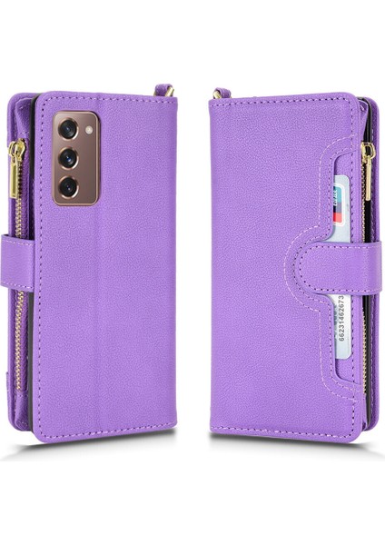 Samsung Galaxy Z Fold 2 Cüzdan Uzun Ipli Moda Pu Deri Fermuarlı Kartlıklı Cüzdan Telefon Kılıfı (Yurt Dışından) indirimleri
