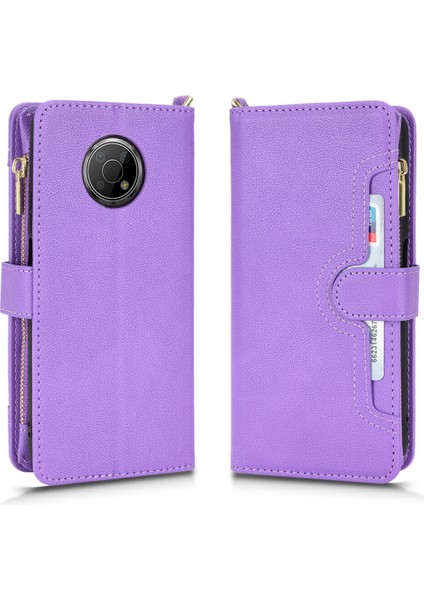 Nokia G300 Cüzdan Uzun Ipli Moda Pu Deri Fermuarlı Kartlıklı Cüzdan Telefon Kılıfı (Yurt Dışından) indirimleri