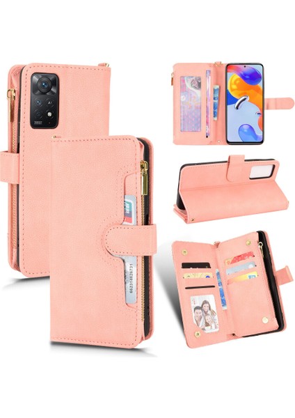 Redmi Note 11 Pro Cüzdan Uzun Ipli Moda Pu Deri Fermuarlı Kartlıklı Cüzdan Telefon Kılıfı (Yurt Dışından)
