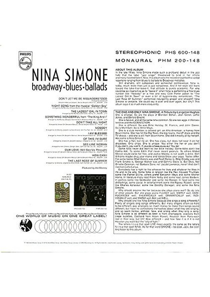 Nina Simone - Broadway - Blues - Ballads - Plak