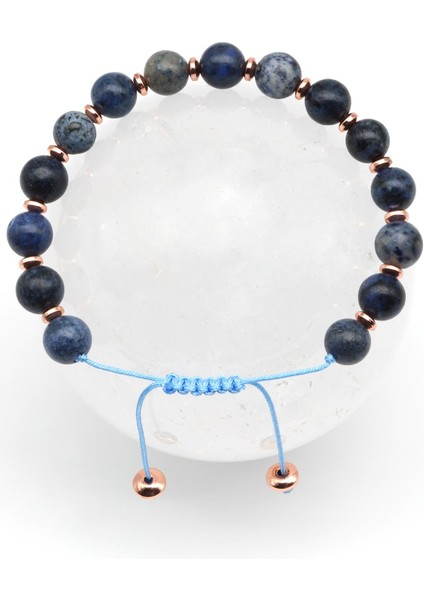 Dumortierite Doğal Taş Makrome Örme Bileklik