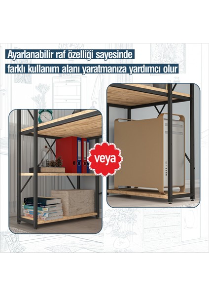 CLM108 Ceviz Metal Kitaplıklı Çalışma Masası fiyatları