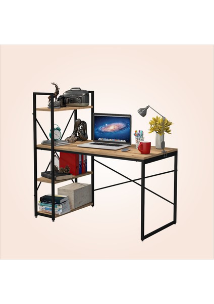 CLM108 Ceviz Metal Kitaplıklı Çalışma Masası indirimleri